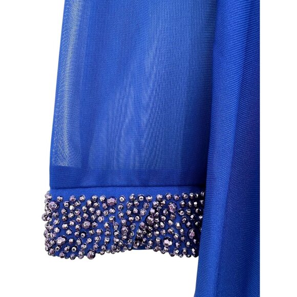 Avenue Dress Plus Size 22/24 Shift Slinky Sheer Long Sleeve Embellished Party - Picture 3 of 8